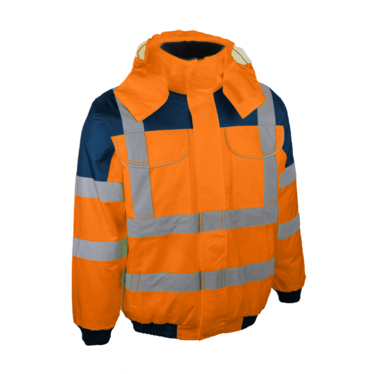 Blavio Jól láthatósági pilóta jellegű kabát 280gm polár béléssel kapucnival flou narancs