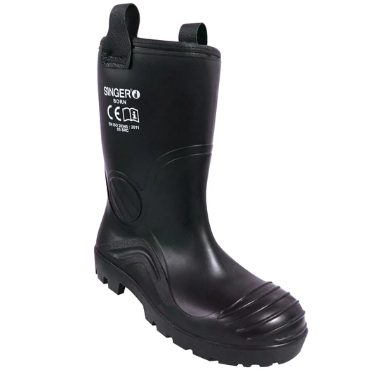 BORN Fekete  PVC szörme bélésű csizma S5 SRC