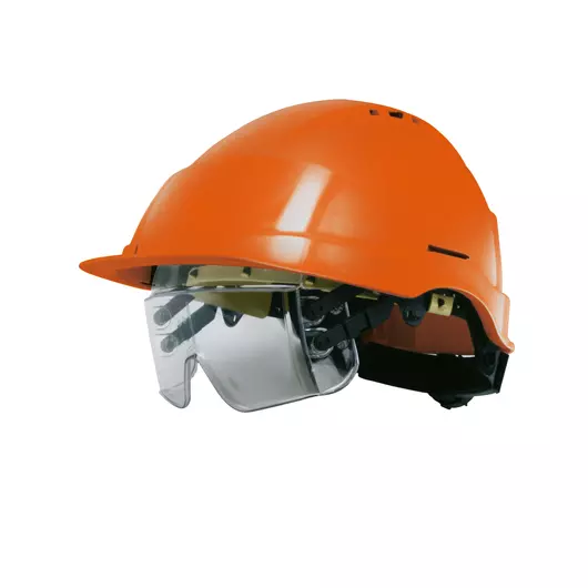 IRIS2 Szellőzős védősisak integrált védőszemüveggel Narancs szín