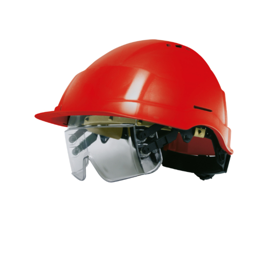 IRIS2 Szellőzős védősisak integrált védőszemüveggel Piros szín