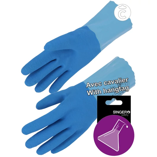 Latex kesztyú Vegyi védelem  AKLPT. B. Típus  30cm hosszú, Akasztós