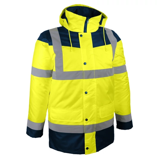 Jólláthatósági Parka kabát 180gm/m2 polieszter béléssel HV sárga