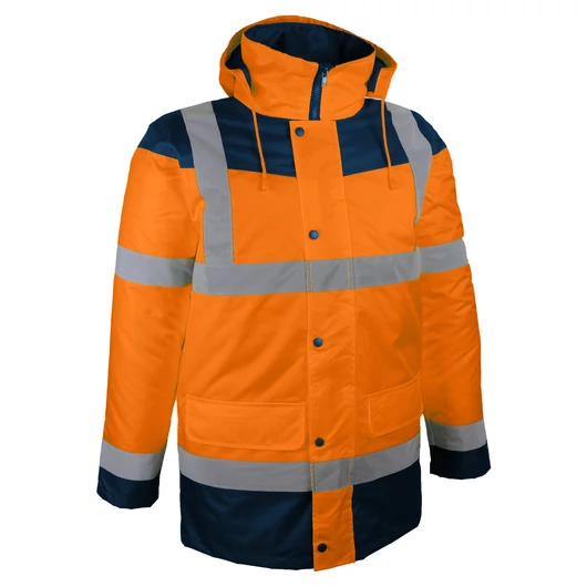 Jólláthatósági Parka kabát 180gm/m2 polieszter béléssel HV narancssárga