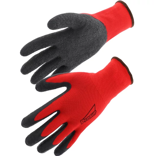 Tenyérben mártott latex krepp kesztyű szellőző kézháttal piros szín
