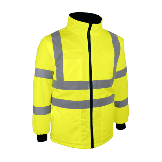 2:1 ben láthatósági téli kabát szélálló és vízlepergető, polár béléssel levehető ujjakkal sárga