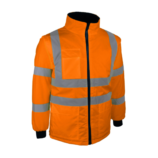 2:1 ben láthatósági téli kabát szélálló és vízlepergető, polár béléssel levehető ujjakkal narancs